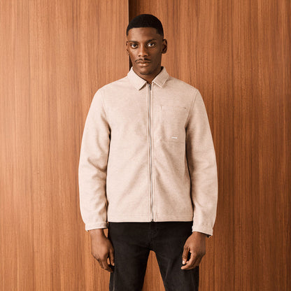 Faux Wool Zip Jacket | Stone