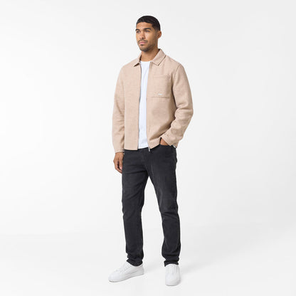 Faux Wool Zip Jacket | Stone