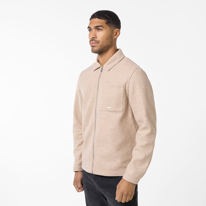 Faux Wool Zip Jacket | Stone