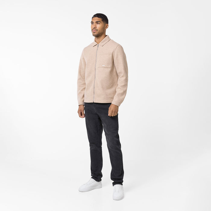 Faux Wool Zip Jacket | Stone