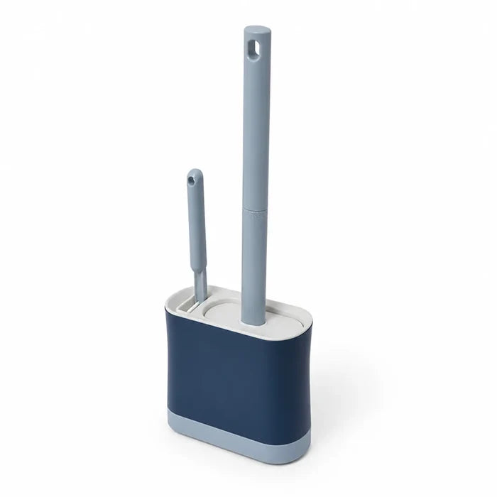 Flexible Silicone Head Toilet Brush (Quick-Dry Holder, Adhesive Wall Mount)