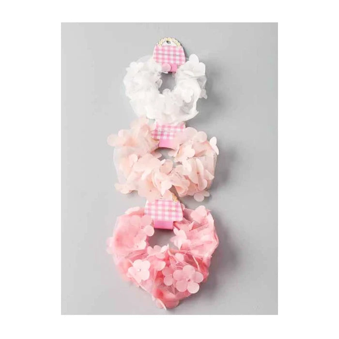 Floral Flutter Lace Scrunchie - Romantic 3D Flower Petal Hair Accessory (HS10240)