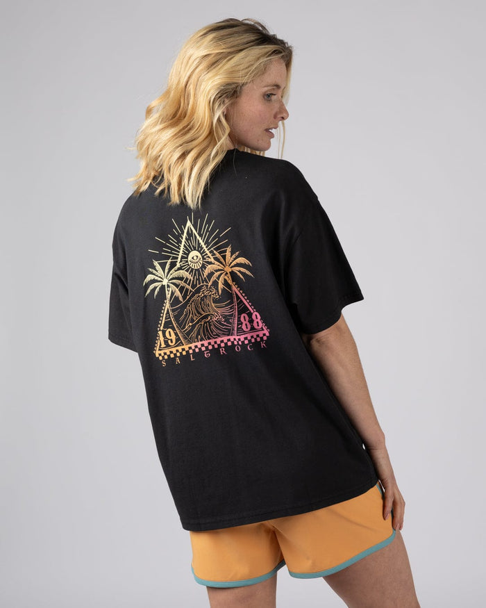 Free Wave Gradient Womens Oversized Short Sleeve T-Shirt in Black
