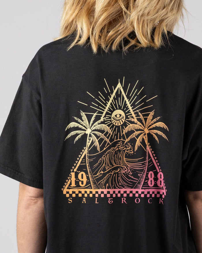 Free Wave Gradient Womens Oversized Short Sleeve T-Shirt in Black