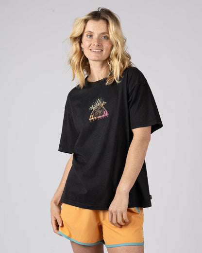 Free Wave Gradient Womens Oversized Short Sleeve T-Shirt in Black
