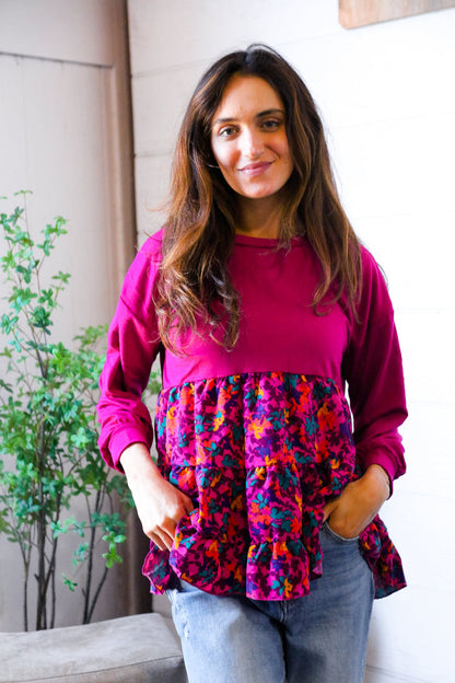 Fuchsia Fizz Drop Shoulder Babydoll Blouse