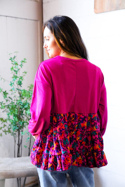 Fuchsia Fizz Drop Shoulder Babydoll Blouse