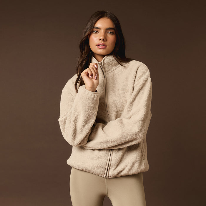 Full Zip Borg Fleece | Sand