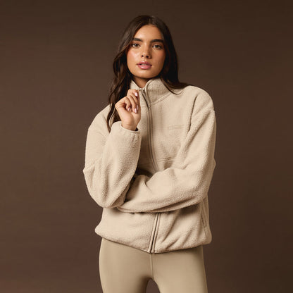 Full Zip Borg Fleece | Sand
