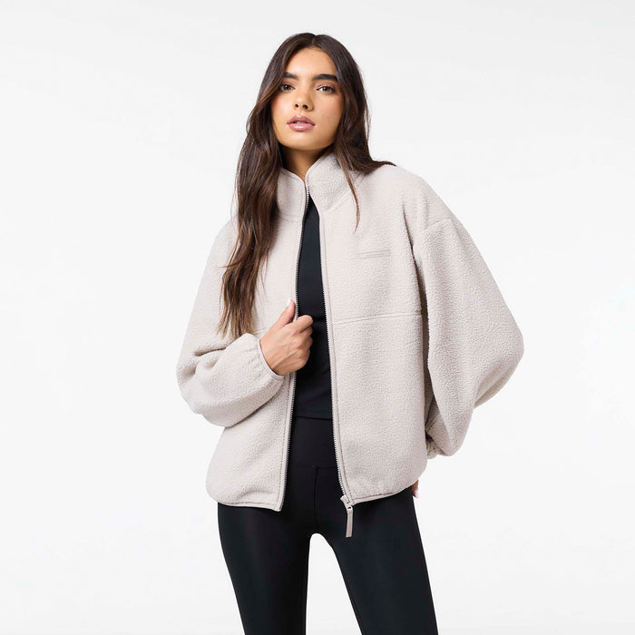 Full Zip Borg Fleece | Sand