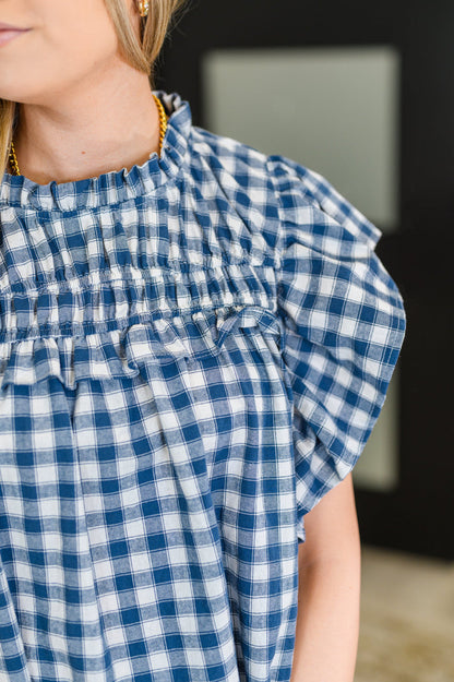 Garden at Goldenhour Flutter Sleeve Blouse in  Blue