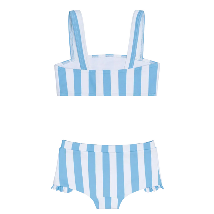 girls bay stripe bandeau bikini and swim shorts