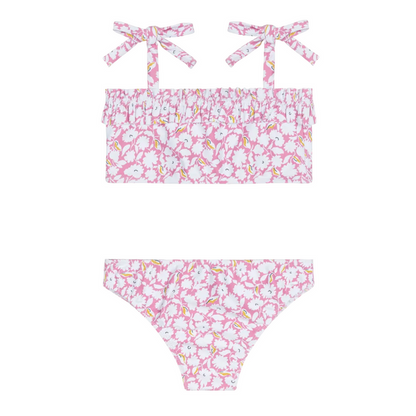 girls blush bloom ruffle bandeau bikini with tie straps