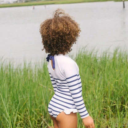 girls breton stripe rashguard one piece