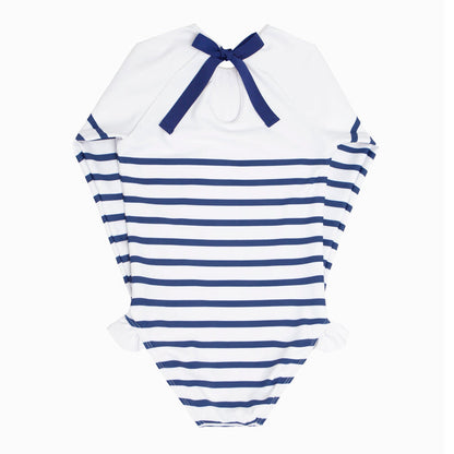 girls breton stripe rashguard one piece