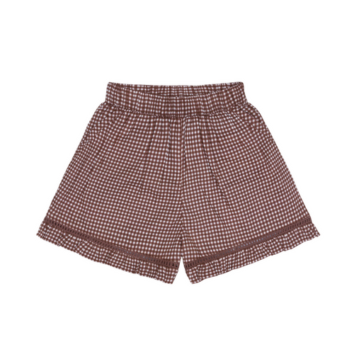 girls cocoa gingham ruffle shorts