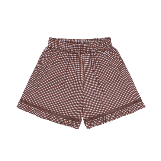 girls cocoa gingham ruffle shorts