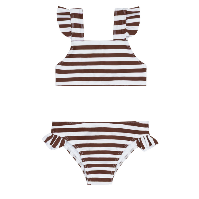 girls cocoa stripe tie back bikini