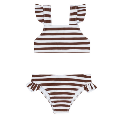 girls cocoa stripe tie back bikini