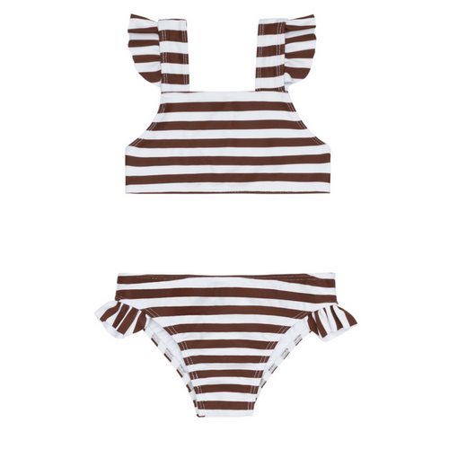 girls cocoa stripe tie back bikini