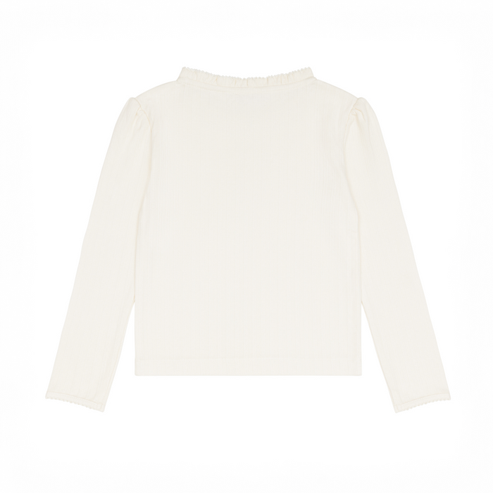 girls cream ruffle pointelle long sleeve shirt