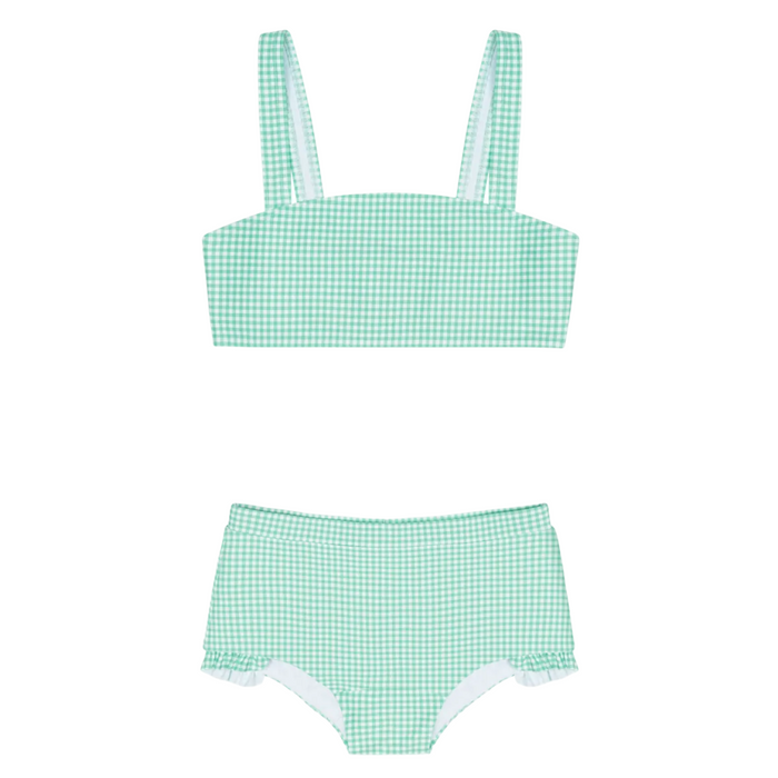 girls gustavia gingham bandeau bikini and swim shorts
