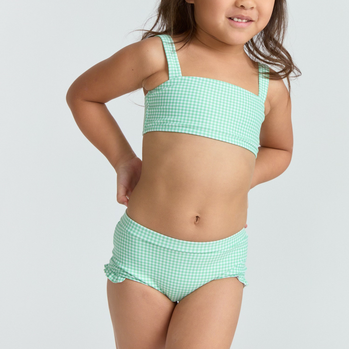 girls gustavia gingham bandeau bikini and swim shorts
