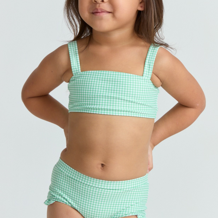 girls gustavia gingham bandeau bikini and swim shorts