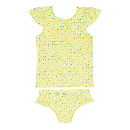 girls petite fleur cap sleeve rashguard set