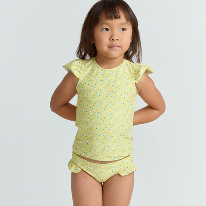 girls petite fleur cap sleeve rashguard set