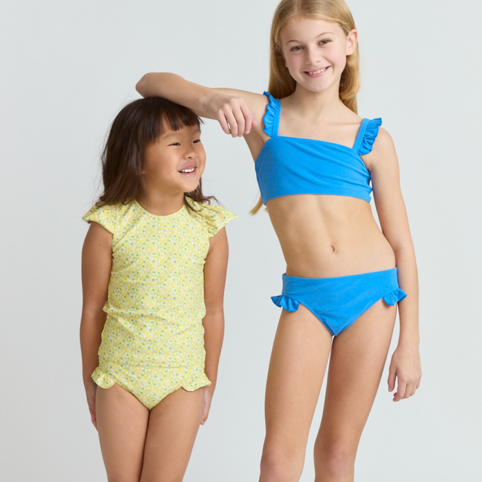 girls petite fleur cap sleeve rashguard set