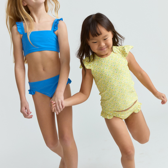 girls petite fleur cap sleeve rashguard set