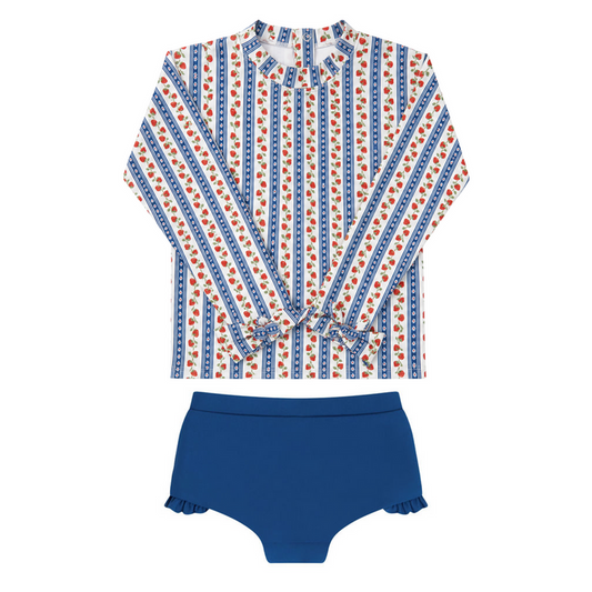 girls strawberry patch rashguard set