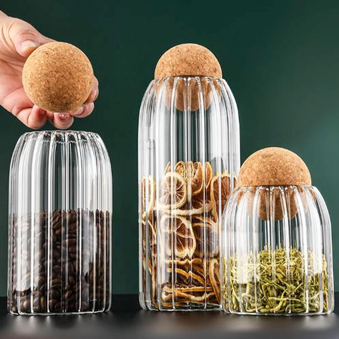 Glass Jars with Round Cork Lid - Set of 3 | Storage & Home Décor