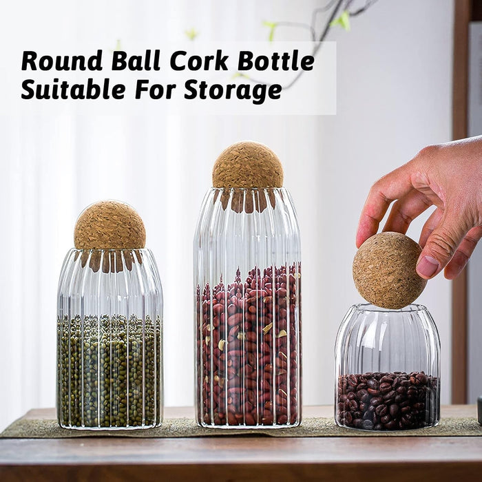 Glass Jars with Round Cork Lid - Set of 3 | Storage & Home Décor