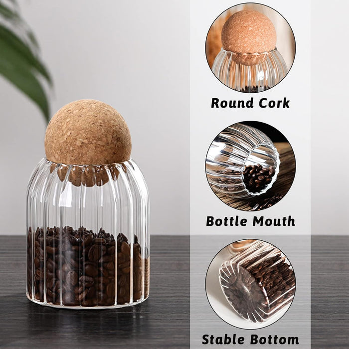 Glass Jars with Round Cork Lid - Set of 3 | Storage & Home Décor