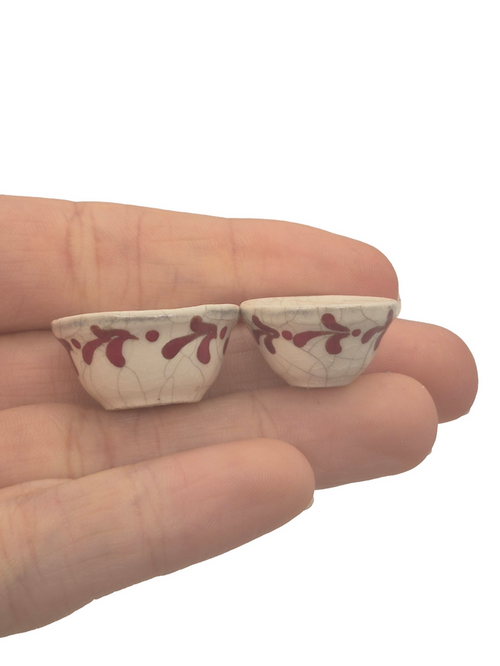 Glazed Ceramic Stacking Bowl Set 2pc Handpainted