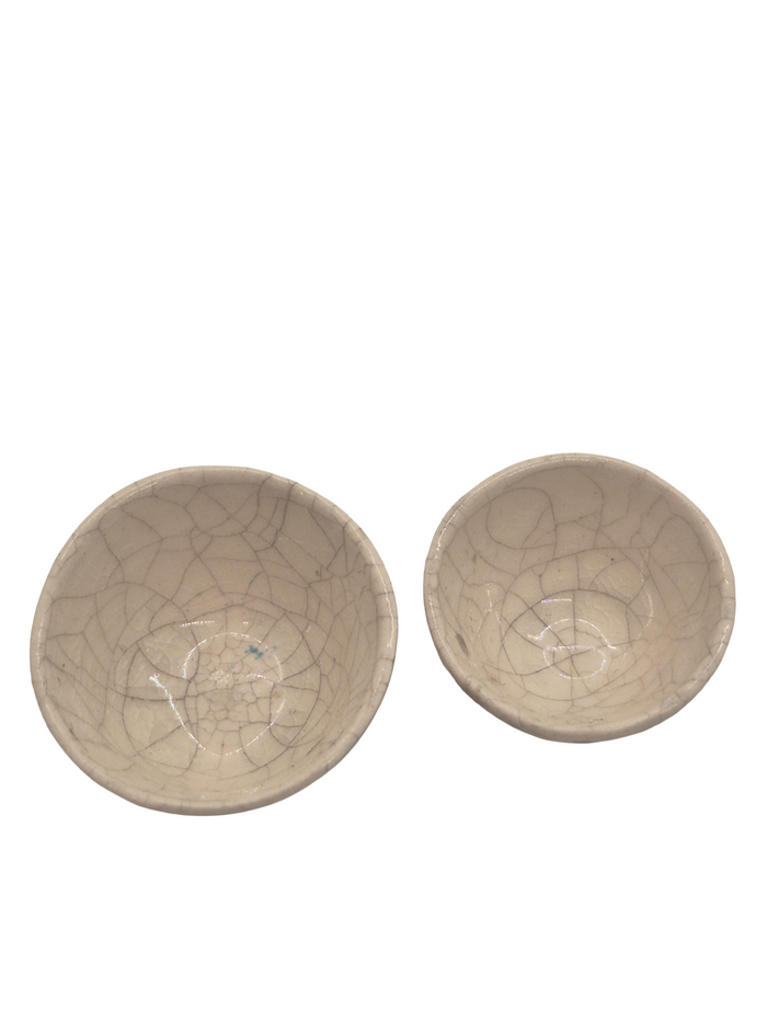 Glazed Ceramic Stacking Bowl Set 2pc Handpainted