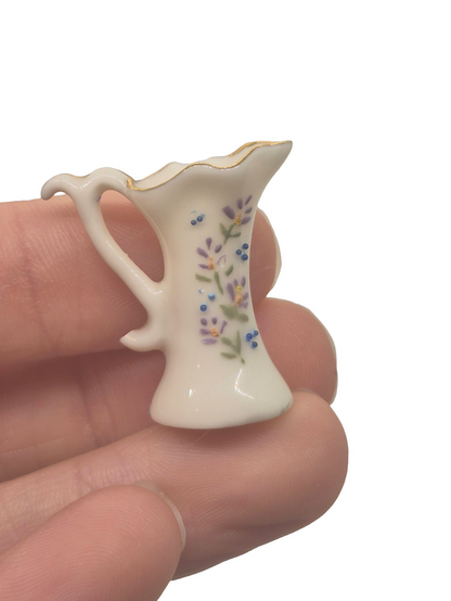 Glazed Porcelain Pitcher with Handpainted Flowers *HAS CHIP*