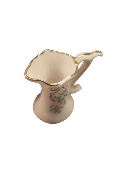 Glazed Porcelain Pitcher with Handpainted Flowers *HAS CHIP*