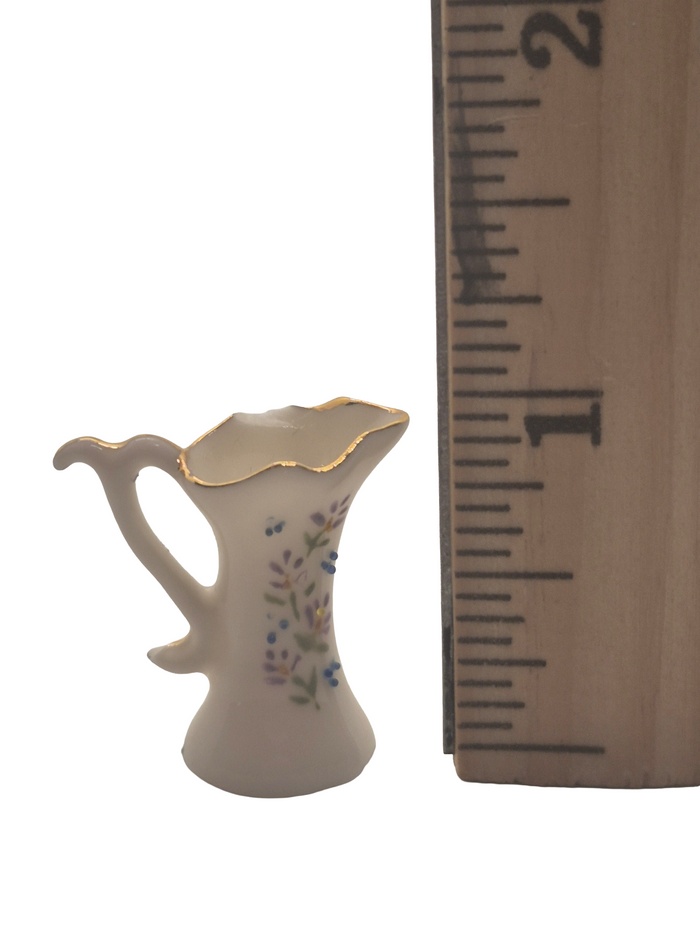 Glazed Porcelain Pitcher with Handpainted Flowers *HAS CHIP*