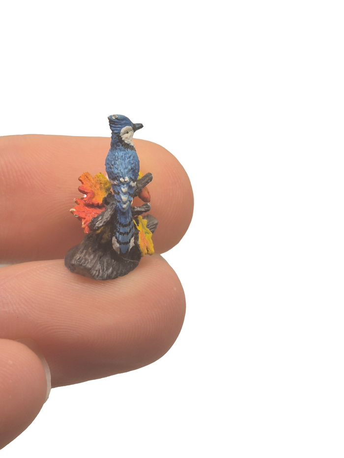 Goebel Olszewski – Porcelain Handpainted Blue Jay Sitting on Branch Figurine