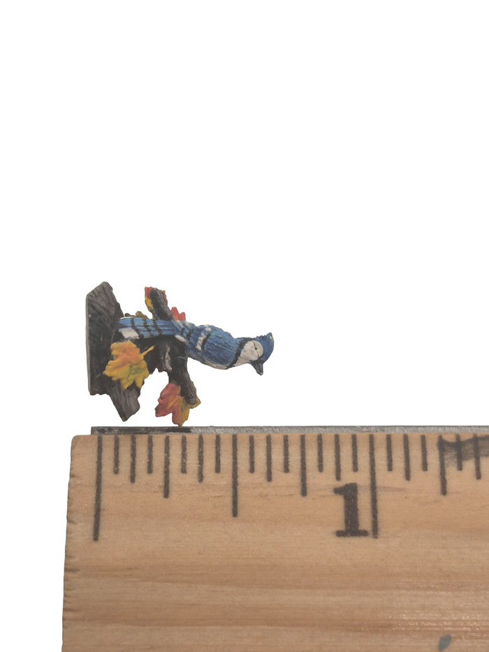 Goebel Olszewski – Porcelain Handpainted Blue Jay Sitting on Branch Figurine