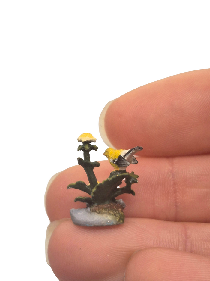 Goebel Olszewski – Porcleain Gold Finch On Flower Branches Figurine