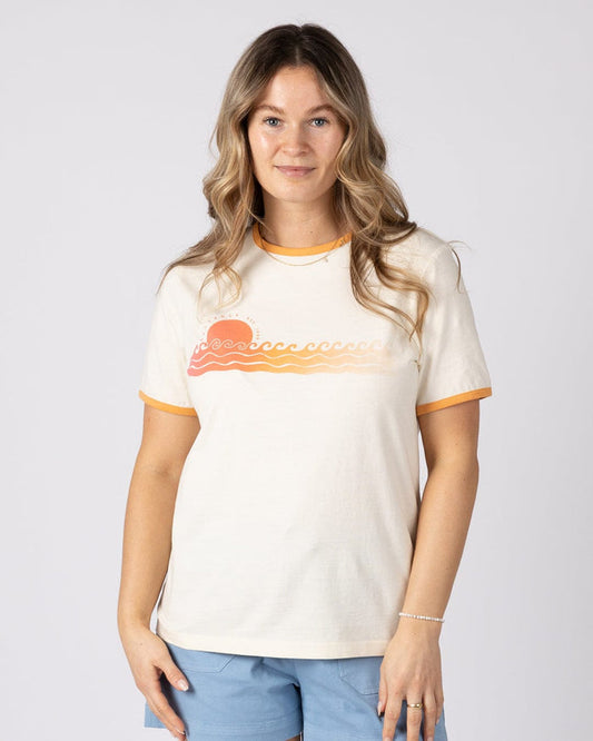 Golden Hour Womens Short Sleeve T-Shirt in Cream