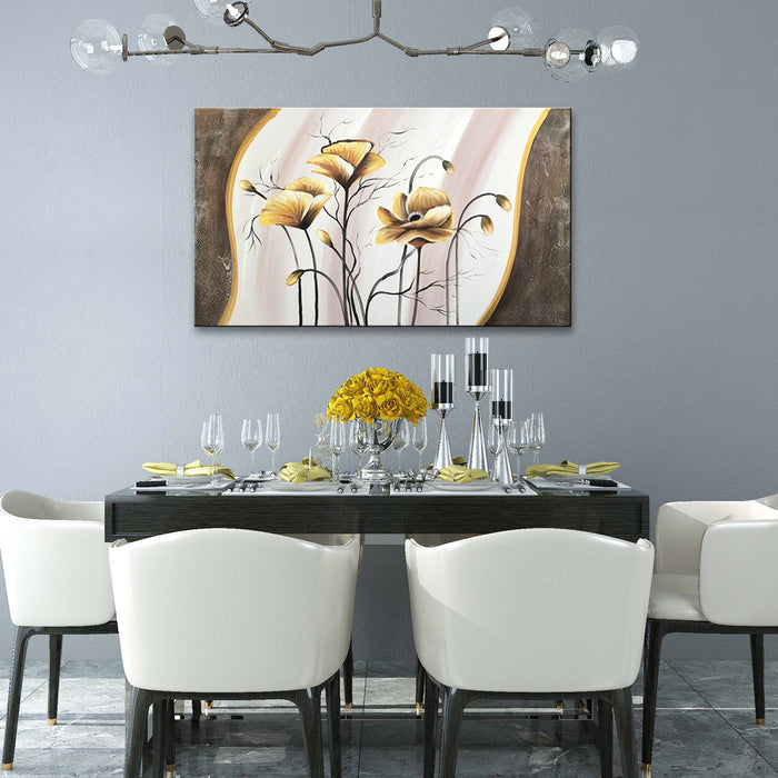 Handmade Oil Painting in Flower on Stretched Canvas