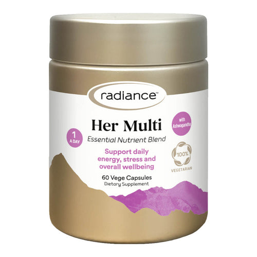 Radiance Her Multi supplement container on a white background