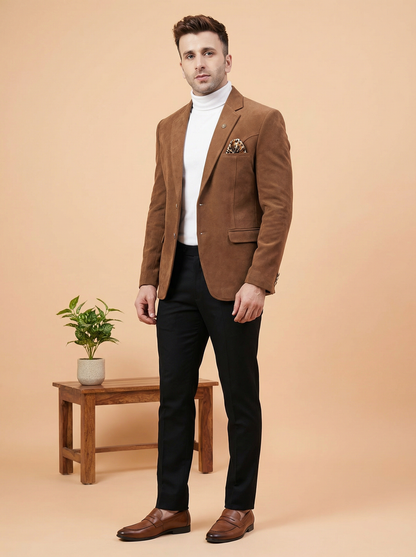Heritage Tan Suede Finish Smart Casual Blazer for Men