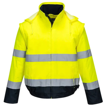 Portwest hi-vis 2-in-1 bomber jacket with chest pocket