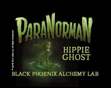 Promotional graphic for 'Paranorman Hippie Ghost' by Black Phoenix Alchemy Lab with a dark background and green text.